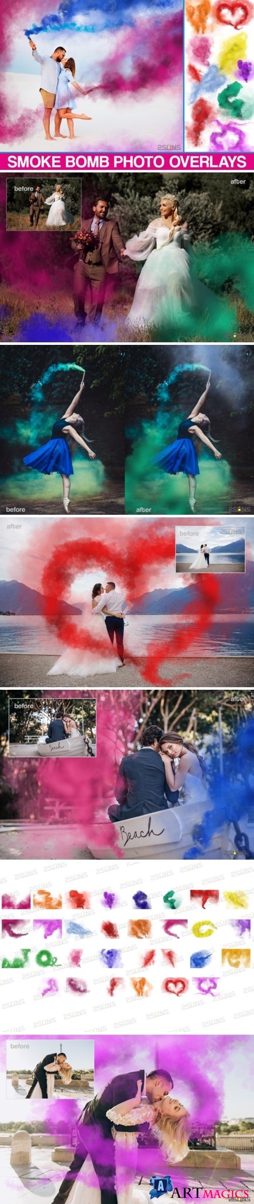 Smoke Bomb Overlays, Colorful Smoke fog, photoshop overlays - 439994