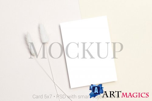 Card mockup with dry flowers & FREE BONUS - 424734