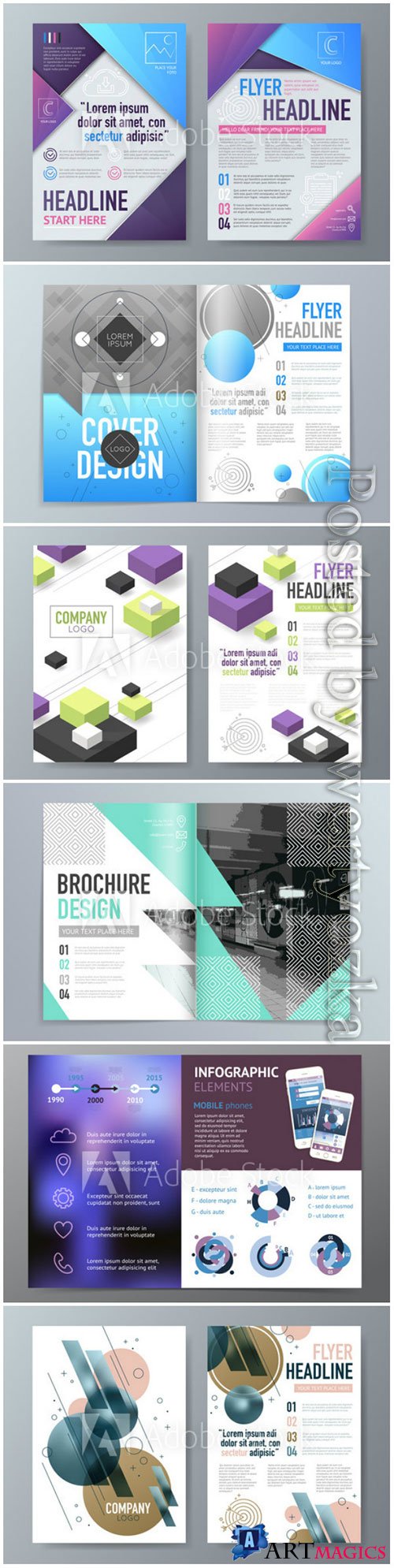 Abstract vector brochure design template in A4 size