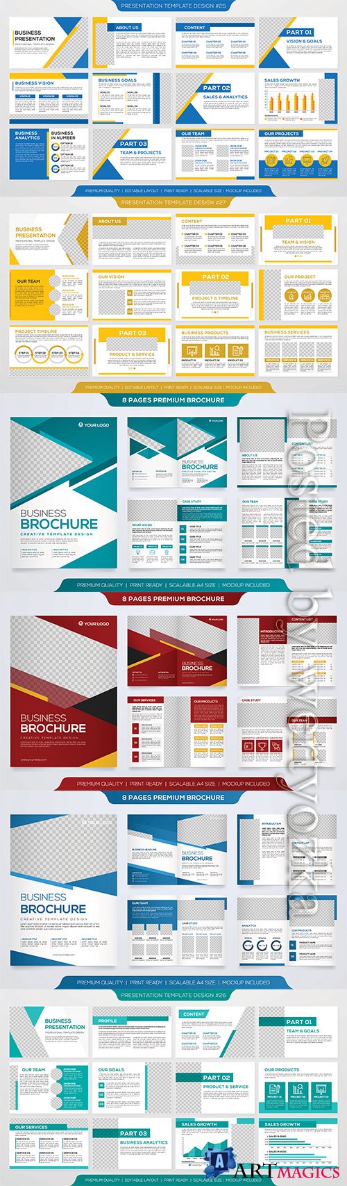 Set of business presentation template with minimalist style and modern layout