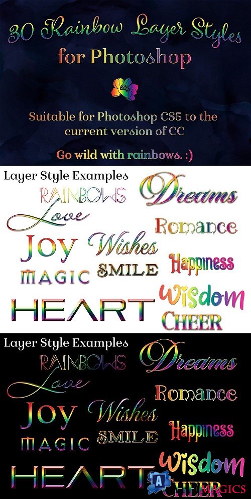 Rainbow Layer Styles - Set of 30 Styles for Photoshop  - 445189