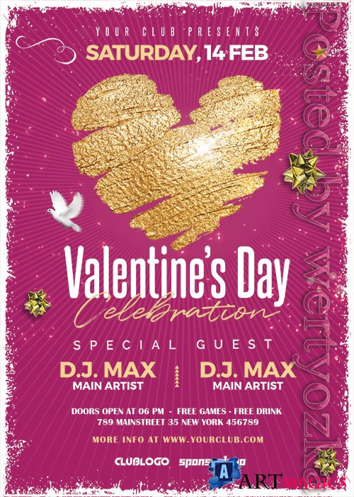 Valentines Day Celebration2 - Premium flyer psd template