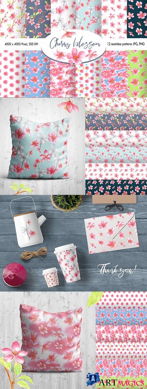 Watercolor Cherry Blossom patterns - 418414