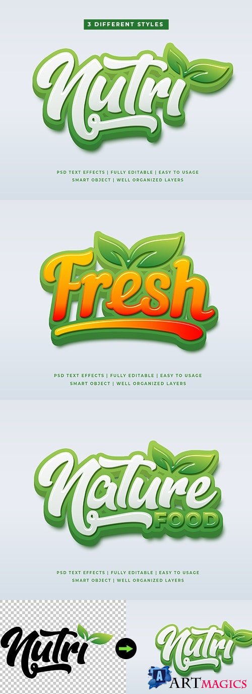 Green Natural 3D Text Style Effects Mockup - 25632927