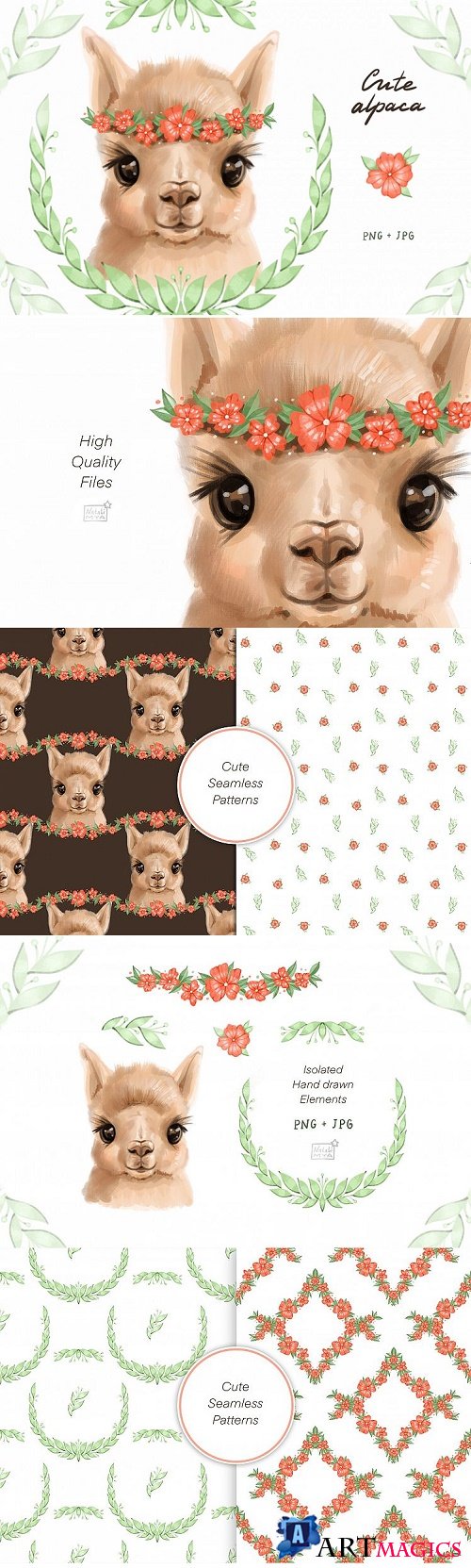 Cute alpaca digital cliparts  - 418798