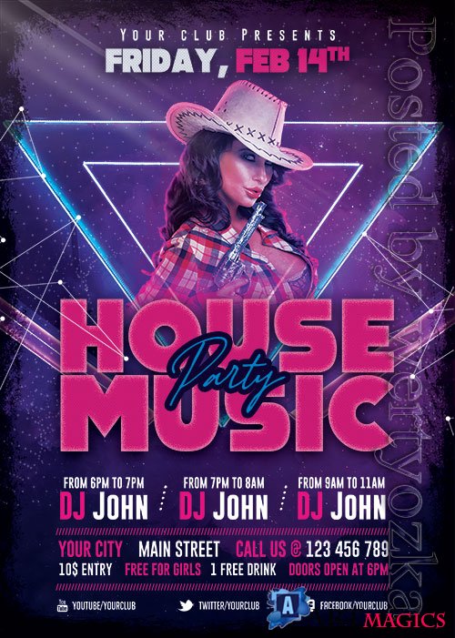 House Music Party - Premium flyer psd template