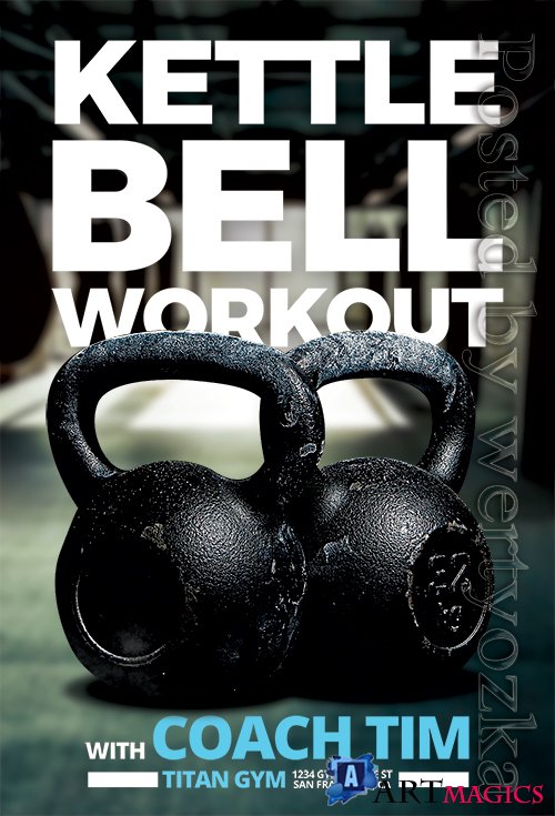 Kettlebell Workout Fitness - Premium flyer psd template