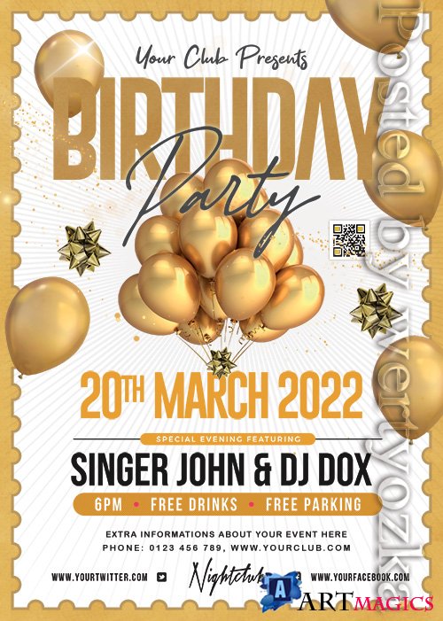 Birthday Night Party - Premium flyer psd template