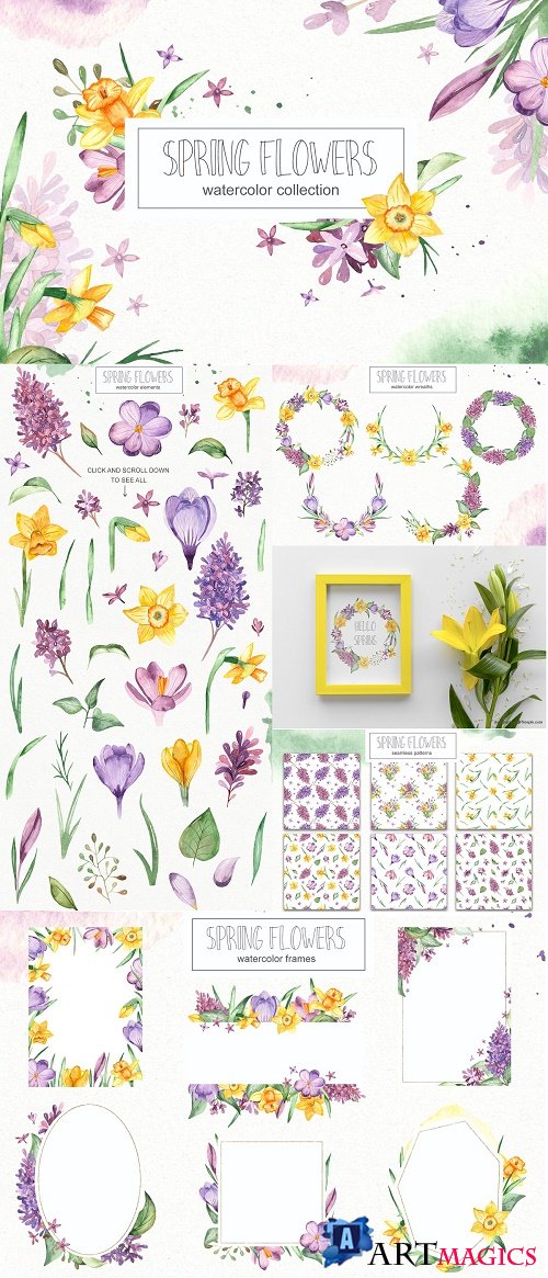 Spring flowers watercolor collection - 4535674