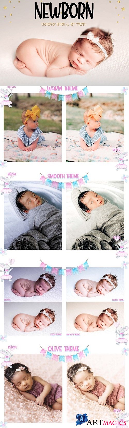 Newborn Photoshop Actions And ACR Presets, baby skin Ps - 470693