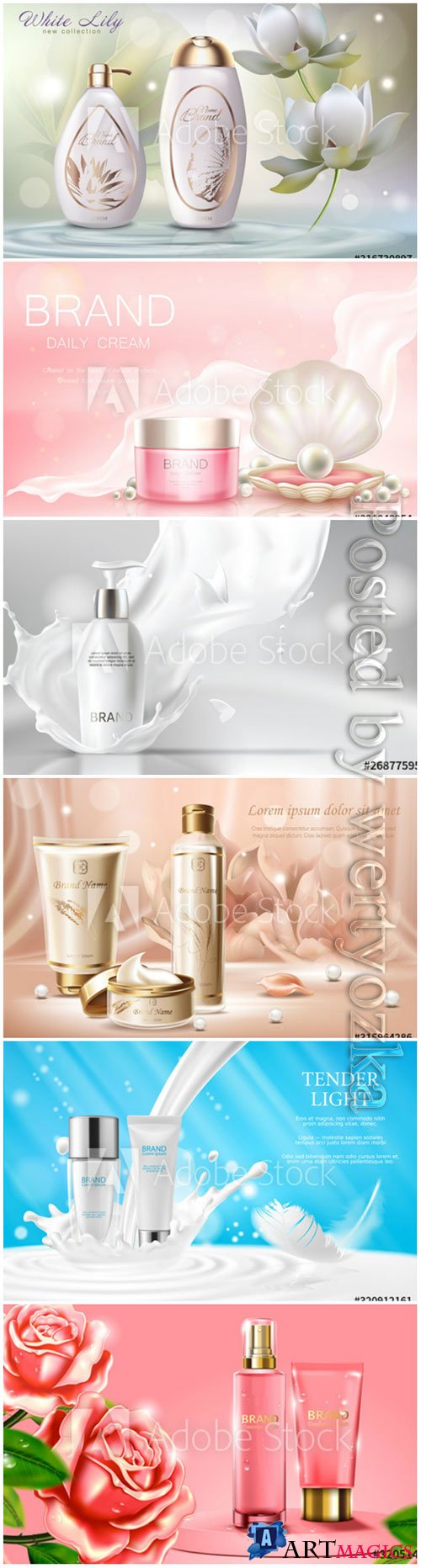 Cosmetics advertising banner vector template