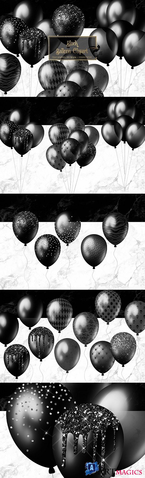 Black Balloons Clipart - 463454