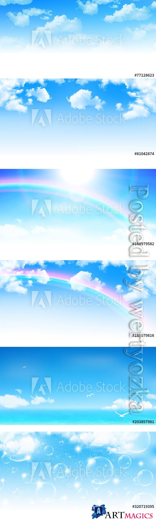 Blue sky with white clouds vector backgrounds
