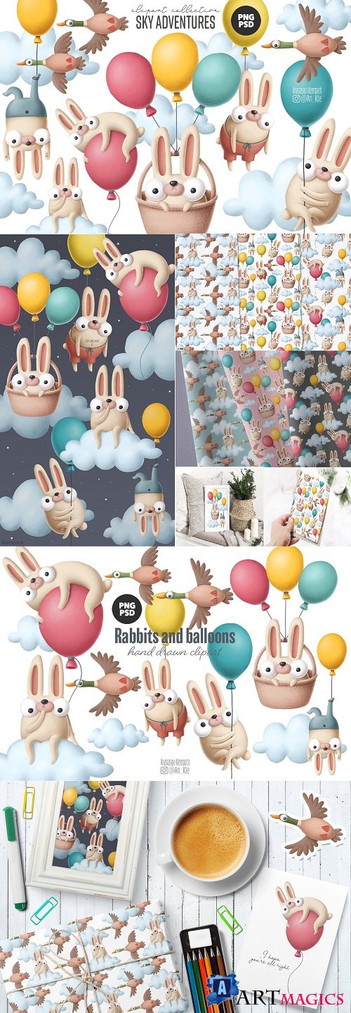 Funny bunnies clipart collection - 4508638