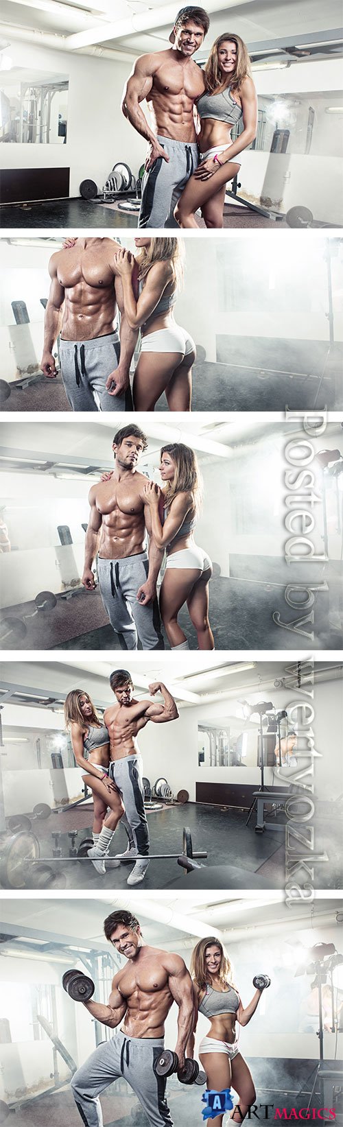 Girl and man in the gym