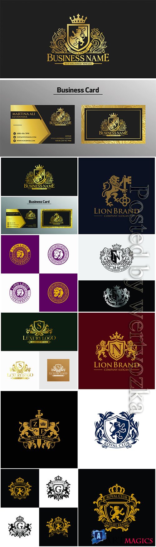 Golden luxury lion logo vector design
