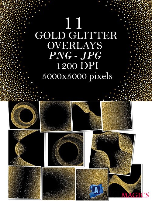 11 Gold Glitter Overlays - 4125763