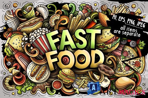 Fast Food Doodle Illustrations - 4596992