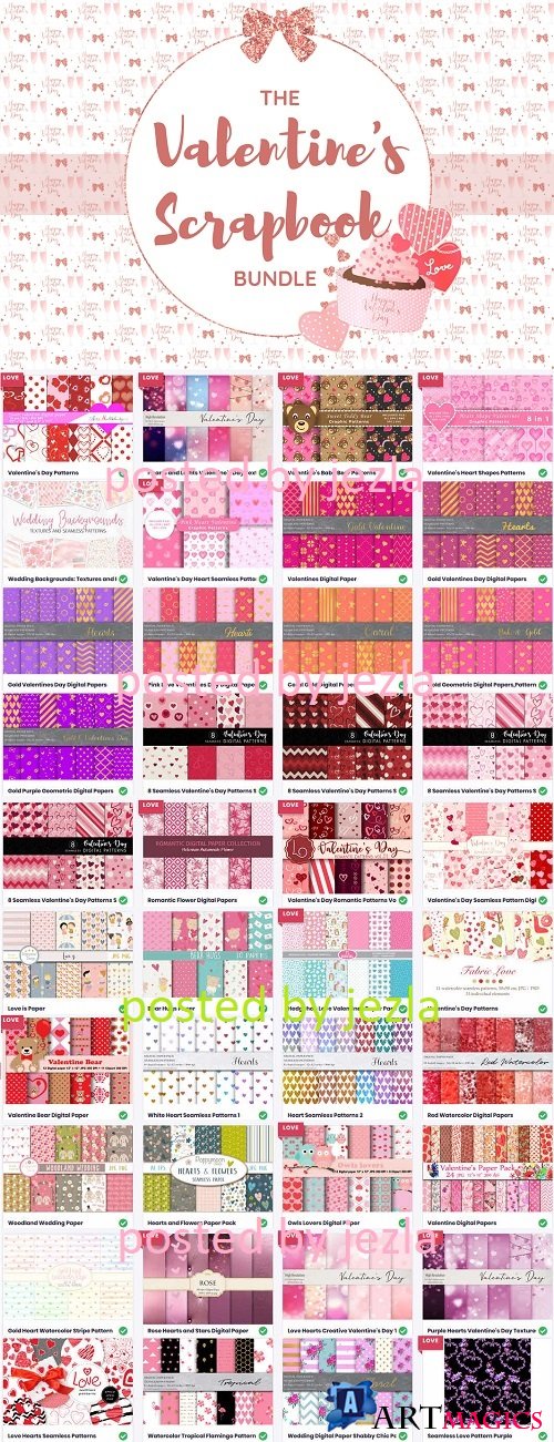 The Valentine's Scrapbook Bundle -  40 Premium Graphics