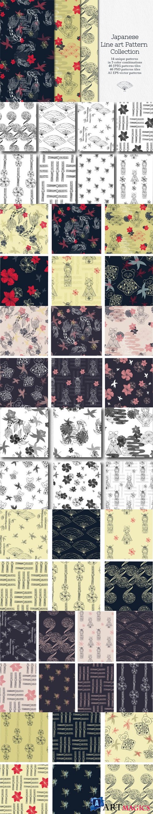 Line Art Japanese Pattern Collection 2962421