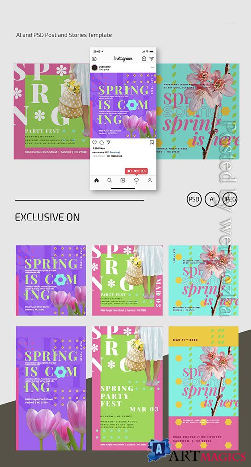 Spring banner - Premium flyer psd template