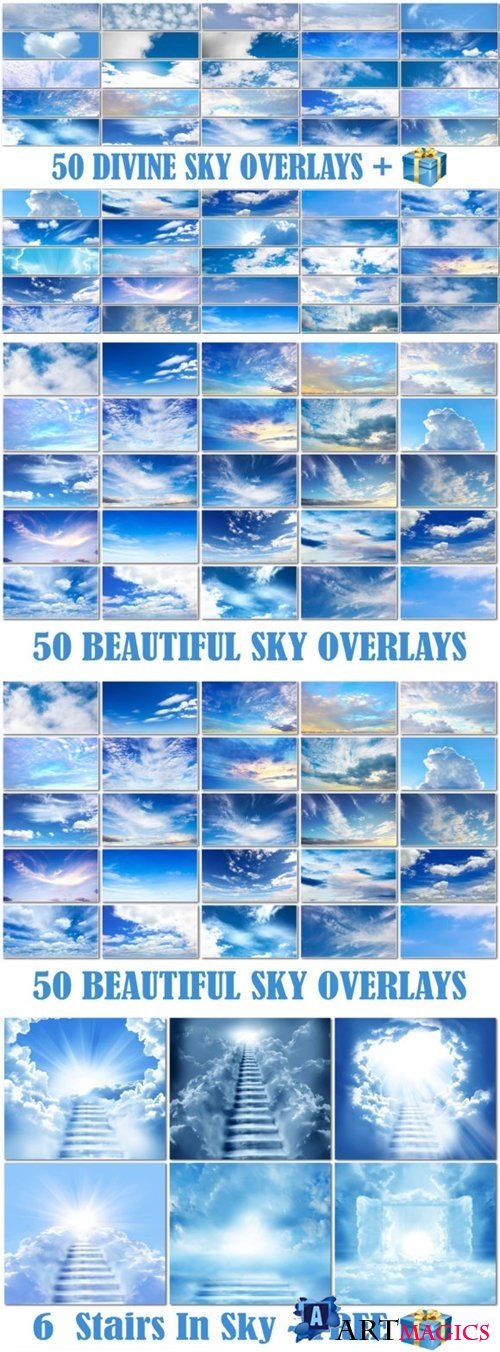 50 Blue Cloud Sky Overlays - 4135299