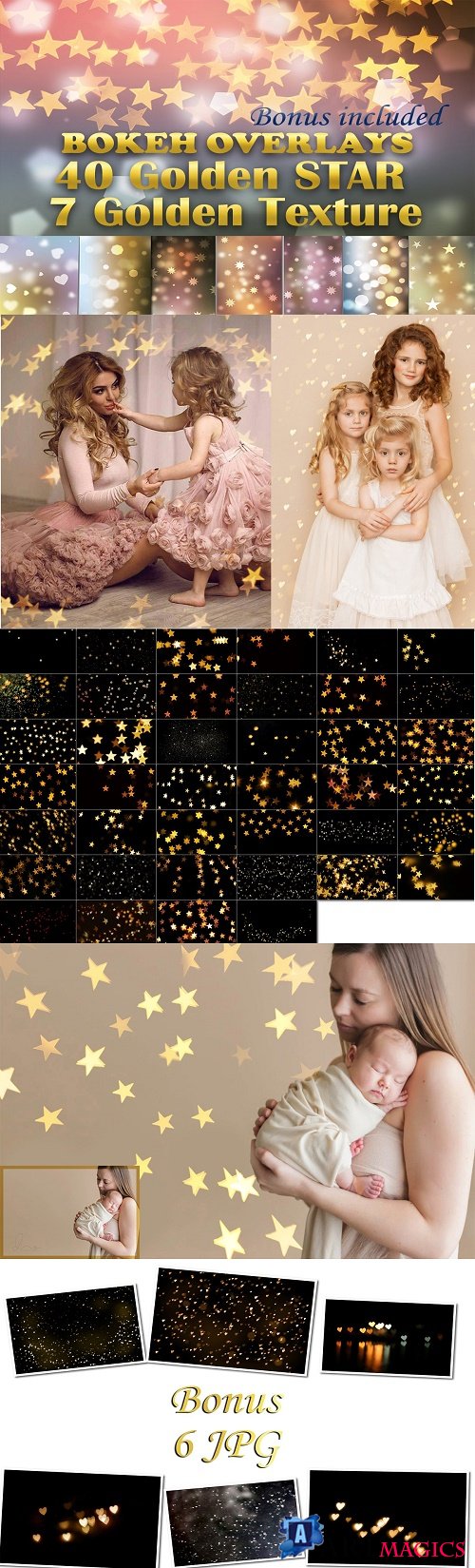 40 Gold Star Overlays Gold Textures - 4604550