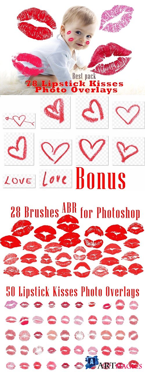 78 Kisses photo overlays, lipstick - 4604586