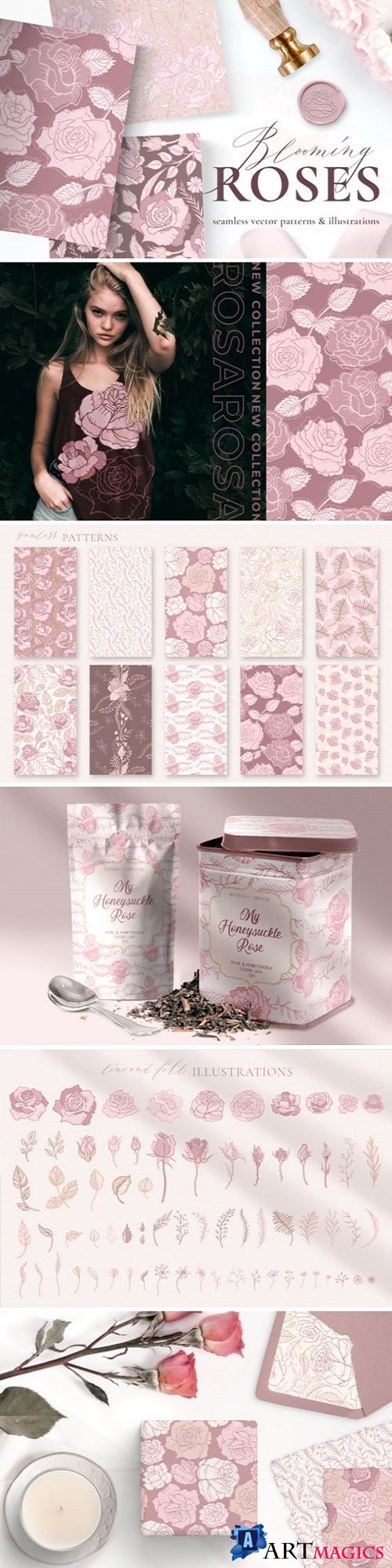 Rose Flower Patterns & Illustrations - 4586765