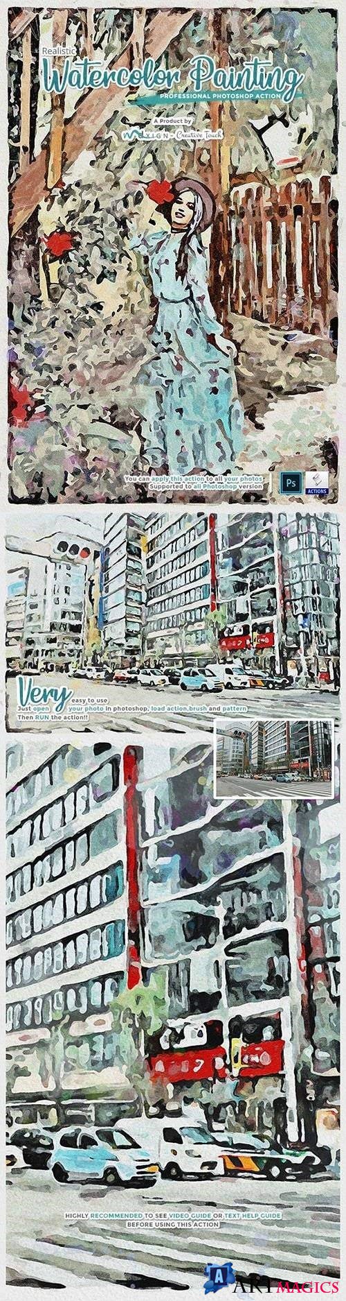 Realistic Watercolor Painting Photoshop Action 25741462