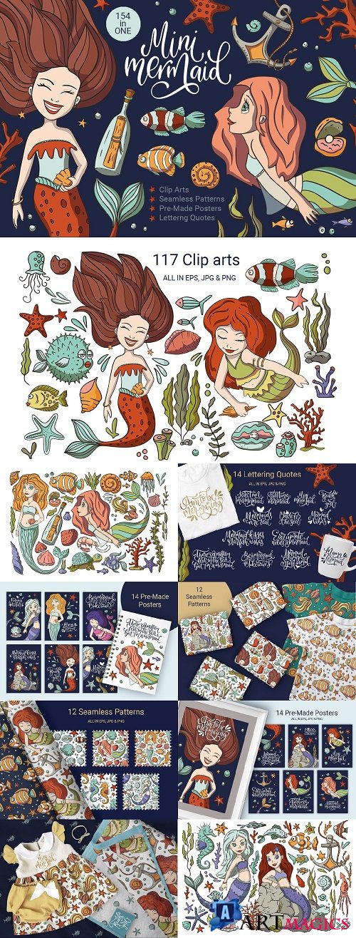 Mini Mermaid. Big Graphic Pack - 4599404