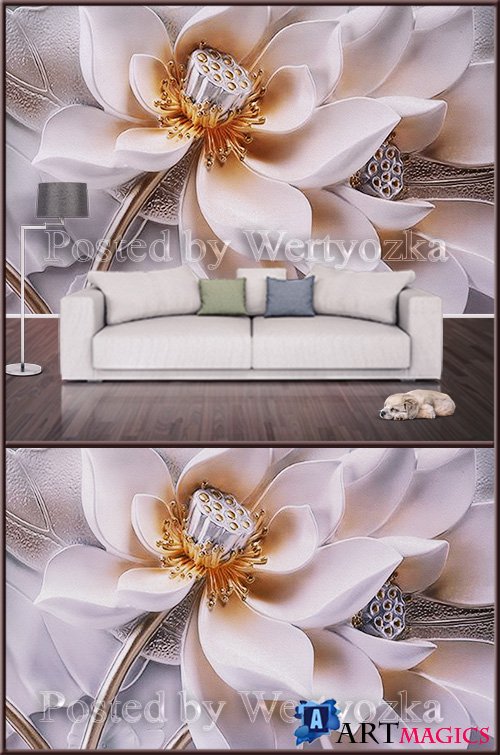 3D psd background wall elegant flower