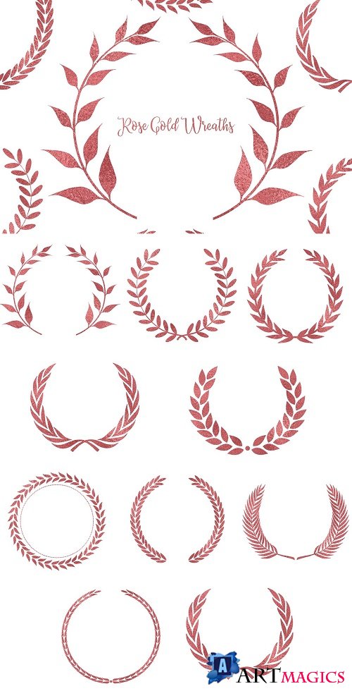 Rose Gold Wreath Clipart - 4603047