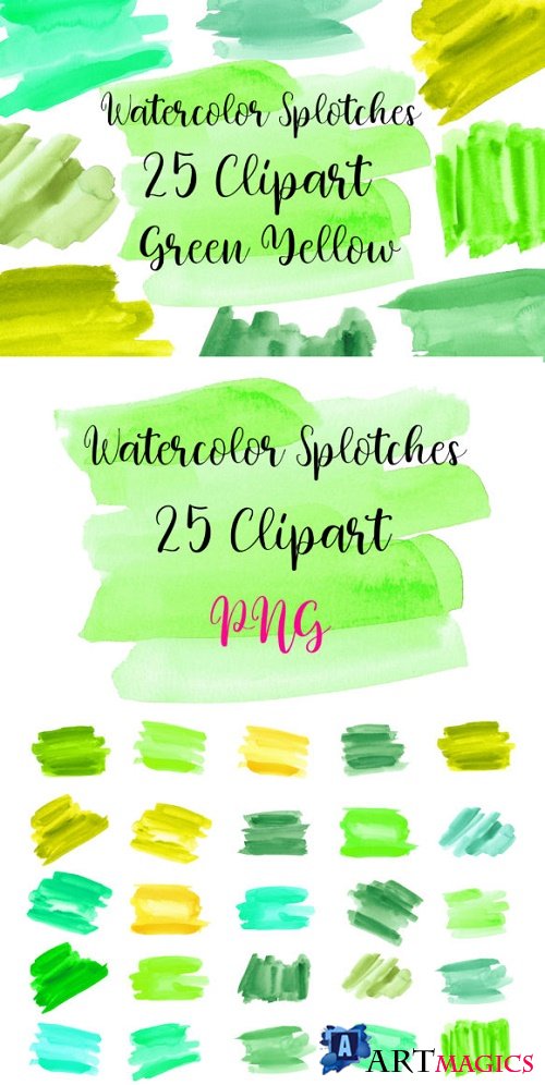 Green Yellow Watercolor Splotches