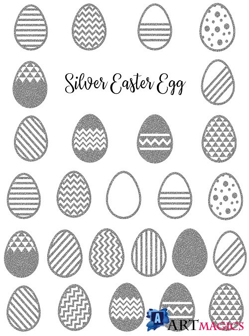 Silver Easter Egg Clipart - 4574144