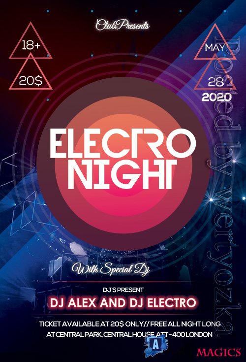 Electro Night - Premium flyer psd template
