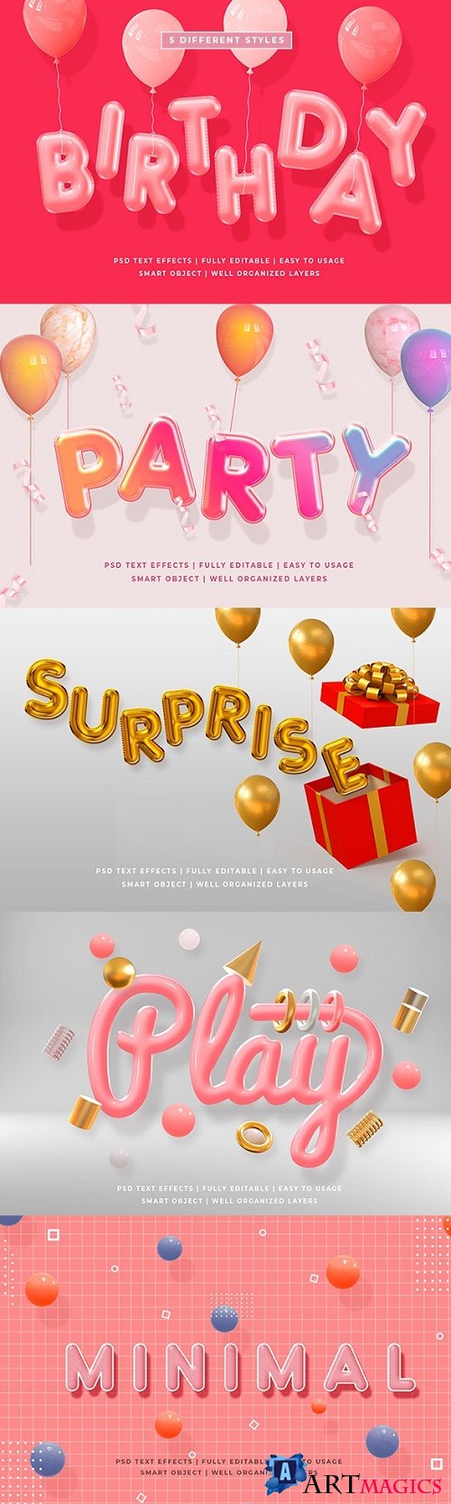Birthday Party 3d Text Style Effect Mockup - 25633246
