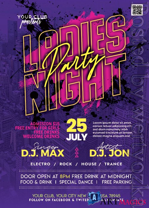 Ladies Night Music Party - Premium flyer psd template