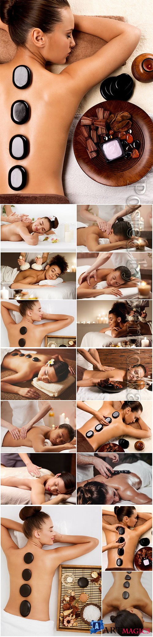 Spa treatments, massage girls beautiful stock photo