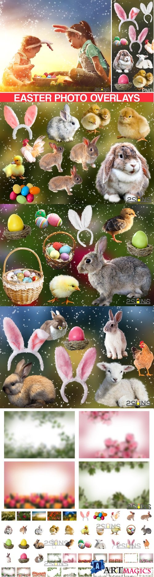 50 Easter photo overlays, spring photo overlay clipart png - 508346