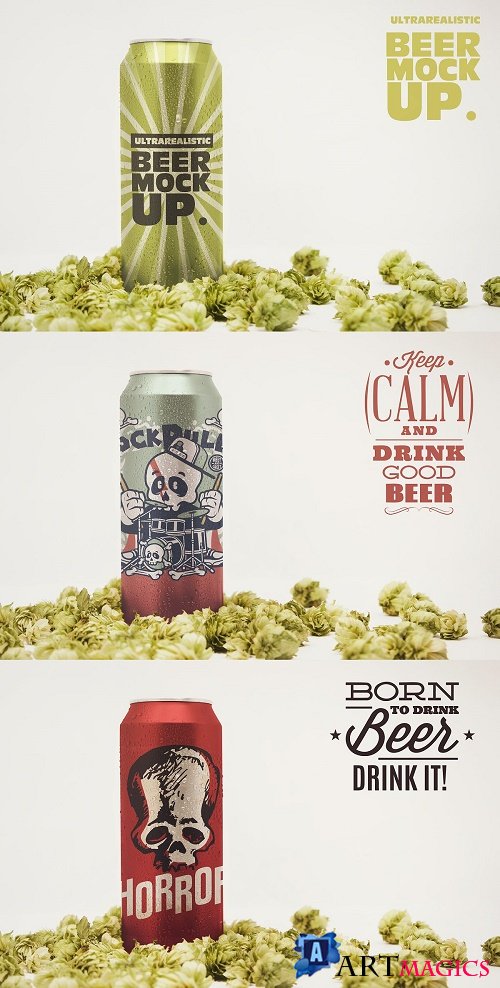 Front 16oz Beer Can Mockup - 4643963