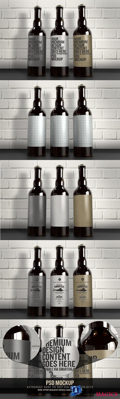 The 3 Beer Bottles Mockup - 4516634