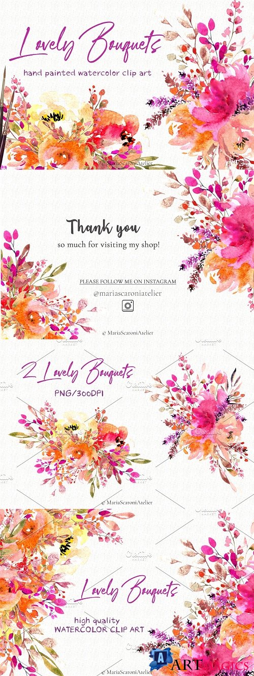 Lovely Bouquets - Watercolor - 4654382