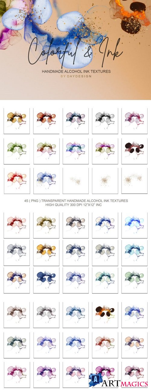 Alcohol Ink Textures PNG