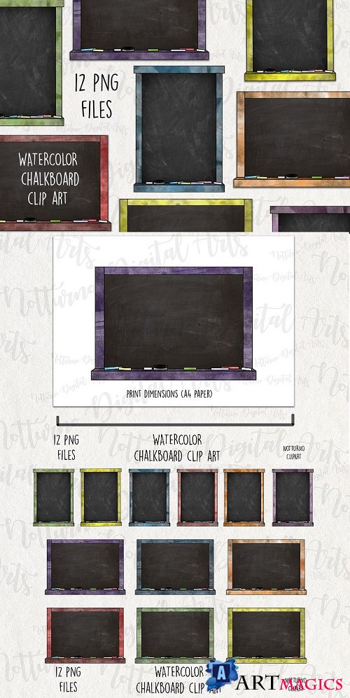 Watercolor Chalkboard Clipart. Chalkboard printable 12 png - 492964