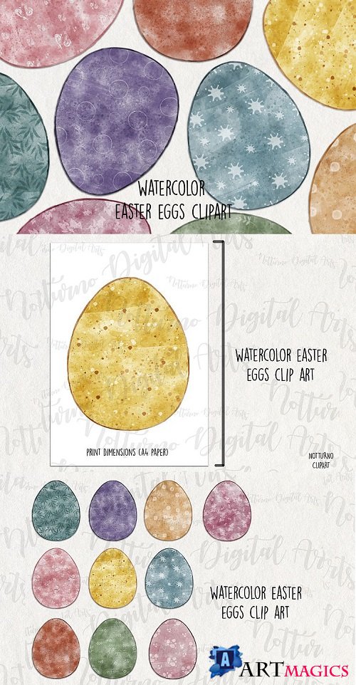 Watercolor Easter Eggs Clipart | Spring Clipart - 480917