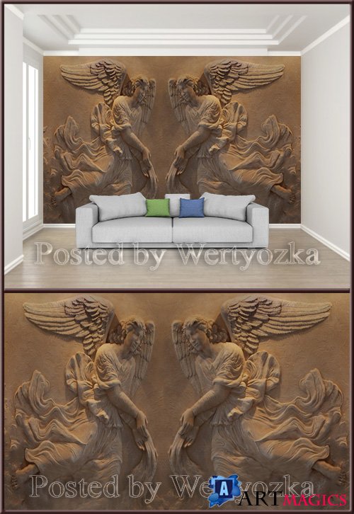 3D psd background wall angels