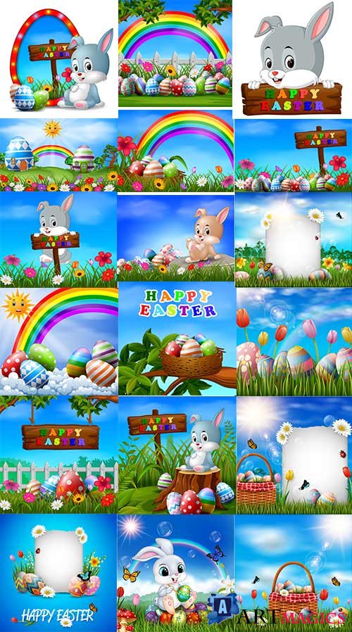      / Easter backgrounds in vector