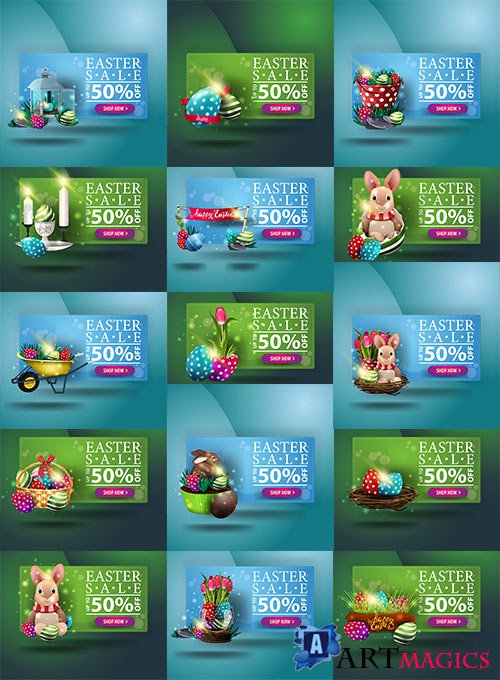    - 4 -   / Banners for Easter - 4 - Vector Graphics