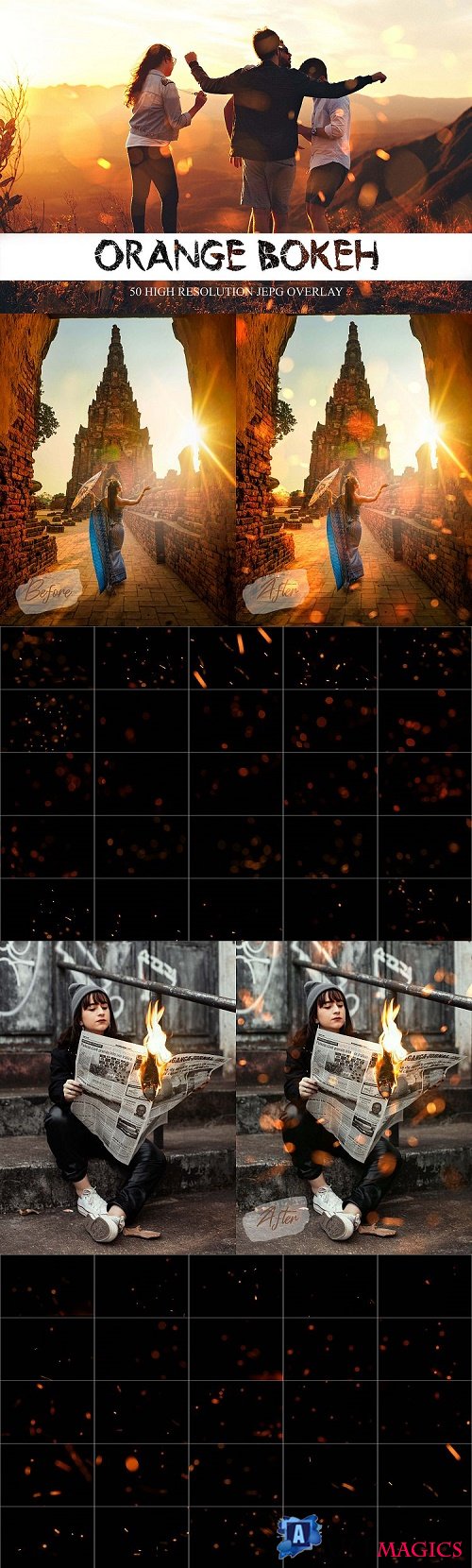 50 Orange Light Overlays Bokeh Photoshop Bokeh Overlays - 513456